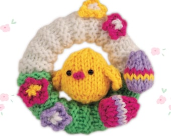 Cheery Chick Knitting Pattern Mini Wreath Easter Decoration PDF Download