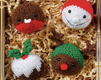 Tiny Tree Treats Knitting Pattern - 4 Christmas Decorations - PDF download