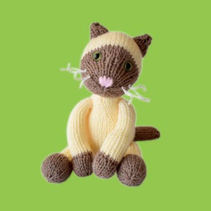 編み物パターン：「シャム猫」のぬいぐるみの子猫（アクリル毛糸使用）（PDFダウンロードファイル）