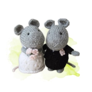 Strickmuster PDF Hochzeit Mäuse Braut und Bräutigam Spielzeug