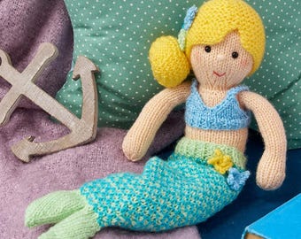 Sea Princess Knitting Pattern - Mermaid Doll with Clothing - PDF download