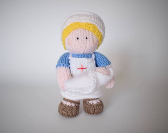 knitted nurse doll