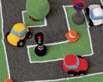 On the Road Toy Cars Signs and Play Mat Knitting Pattern PDF