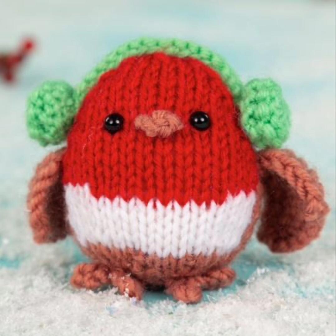 Rusty Ear Rusty the Robin Toy Bird in Ear Muffs Knitting Pattern by Amanda Berry ...