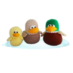 Knitting Pattern: "Duckies" Mallard Dabbling Duck Toys with Drake Hen and Duckling (PDF Download)