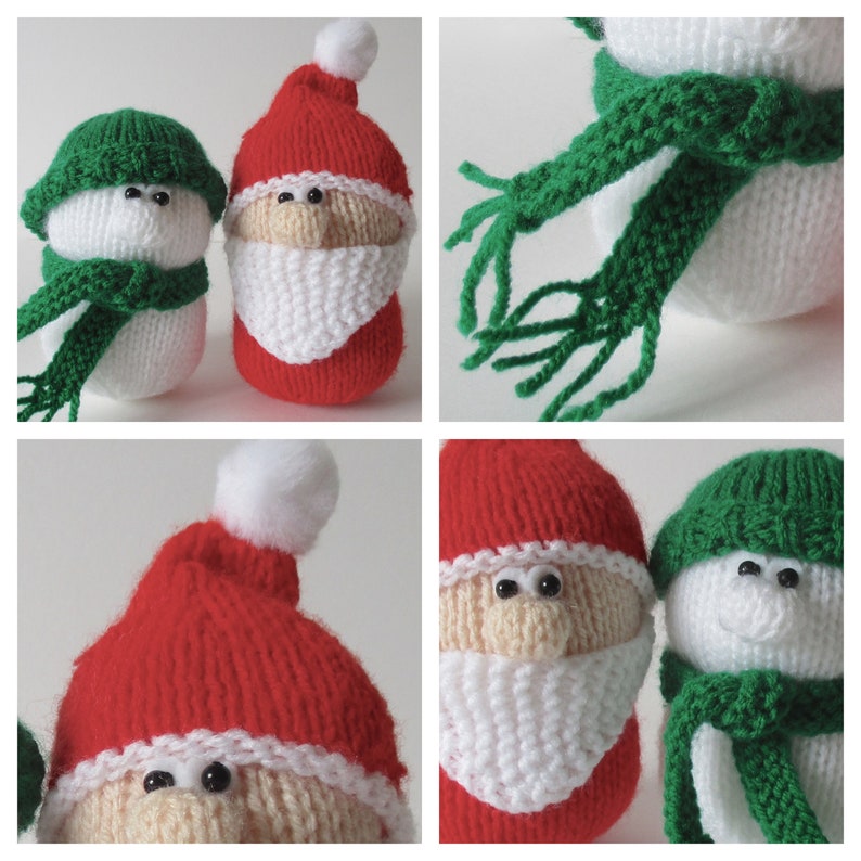 Weihnachtsmann und Schneemann Spielzeug Puppe Strickmuster Bild 4