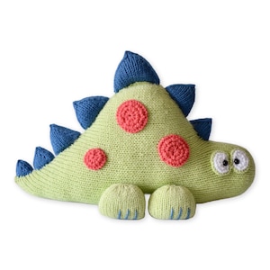 Clarence the Dinosaur toy cushion knitting pattern