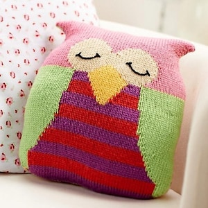 Patrón de tejido para cojín Sleepy Owl