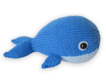 Bob the Blue Whale and Narwhal toy knitting patterns