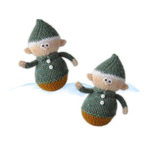 Schema per lavoro a maglia: "Piccole Folletti" Decorazioni per l'albero di Natale a forma di elfo (Download PDF)