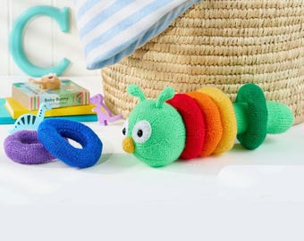 Bright Bug Caterpillar Stacking Rings Toy Knitting Pattern PDF