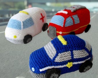 Emergency Vehicles toy knitting patterns