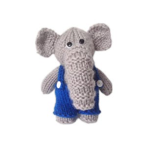 Bobby the Elephant Small Toy and Clothing Knitting Pattern PDF