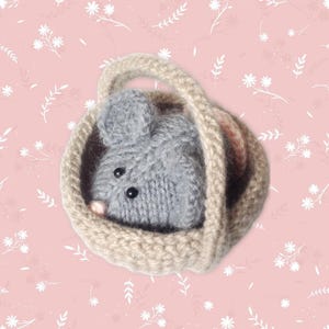 Squeaky Mouse in a Basket toy knitting patterns