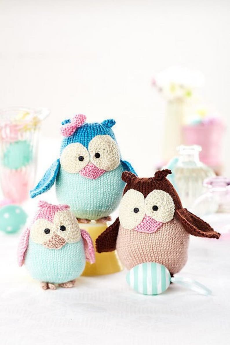 Owl Family toy knitting patterns image 1