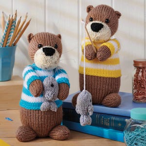 Otters Gone Fishing toy knitting pattern