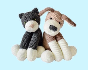Patrón de tejido: Mascotas de juguete para perros y gatos "Fido y Fifi" (Archivo digital PDF para descargar)