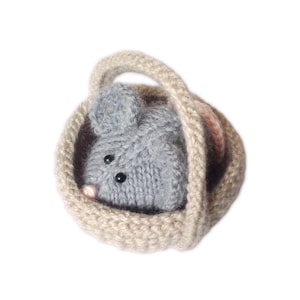 Knitting Pattern: "Squeaky Mouse" Toy Mice in a Basket (PDF Download)