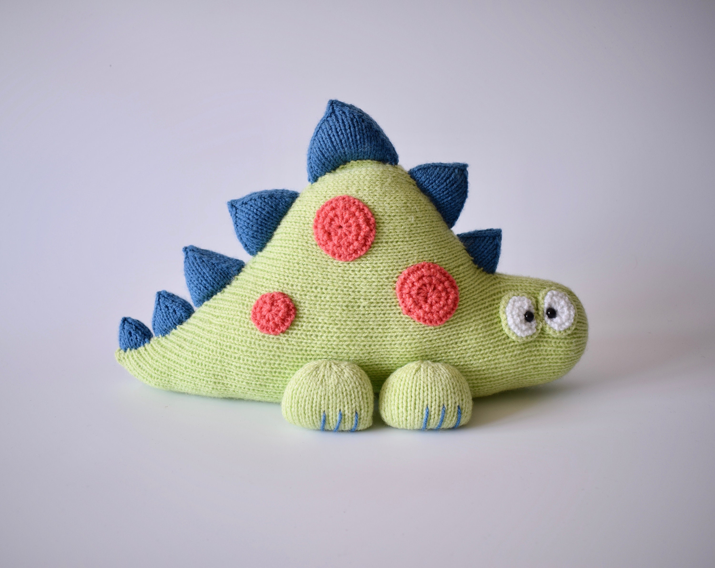 Clarence the Dinosaur toy cushion knitting pattern Etsy