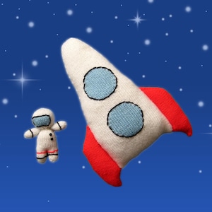 Knitting Pattern: "Space Rocket and Astronaut" Cushion and Doll (PDF Download)