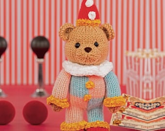 Ruffles the Harlequin Circus Clown Teddy Bear Knitting Pattern PDF