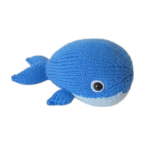 編み物パターン：「青いクジラのボブ」おもちゃのクジラ（オプションでイッカクの牙付き）（PDFファイル）