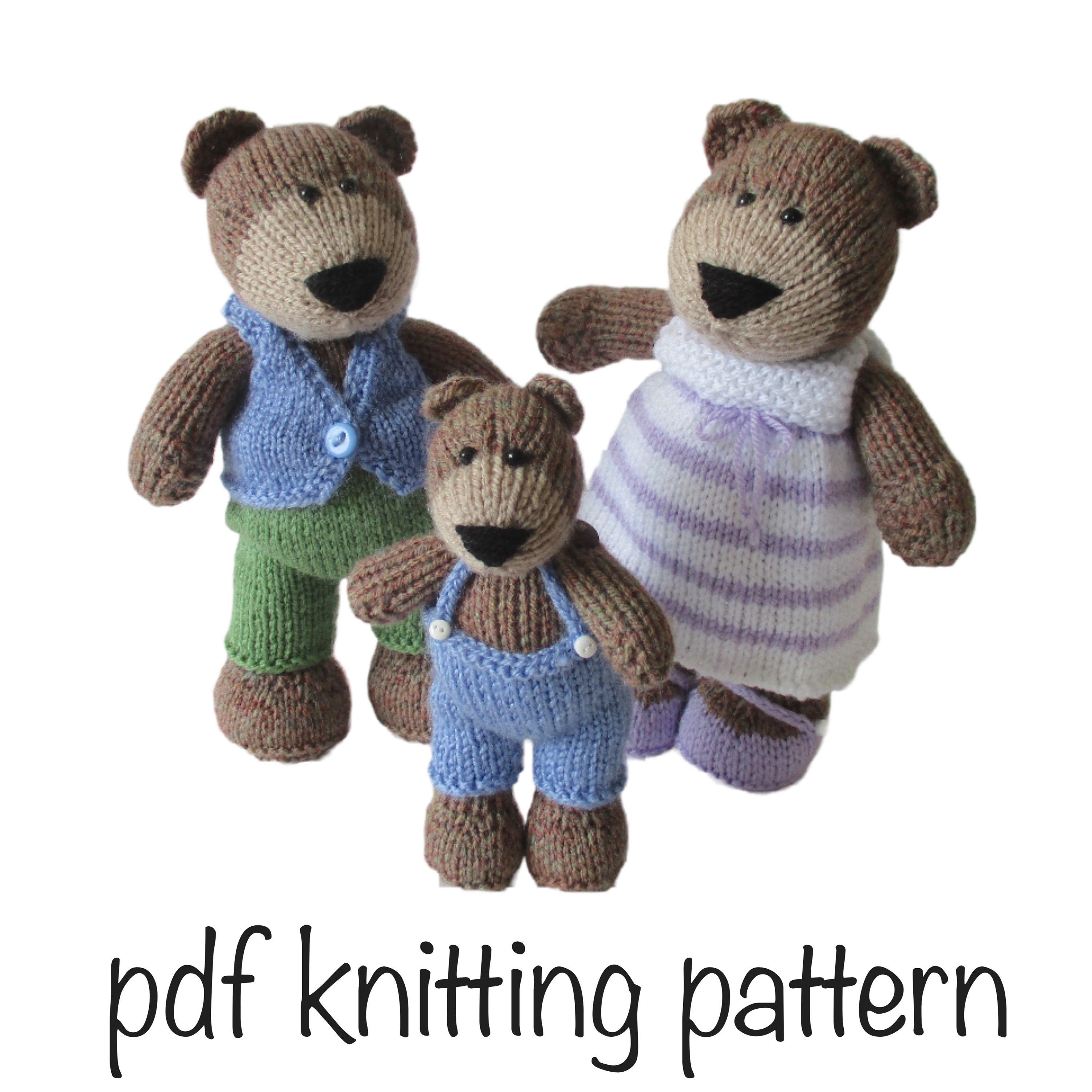 The Three Bears Toy Knitting Patterns - Etsy