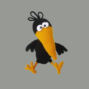 Knitting Pattern: "Johnny the Crow" Toy Bird in DK Acrylic Yarns (PDF Download)