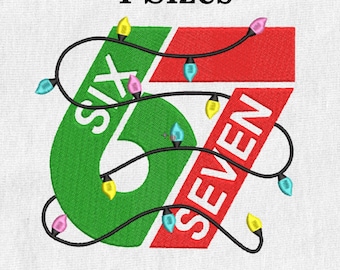 Desenho de bordado de Natal com 6 ou 7 luzes, padrão divertido para bordado de memes natalinos, arquivo digital para máquina de bordar