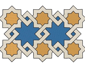 Moroccan Zellige Embroidery Design, Geometric Tile Art (Digital File)