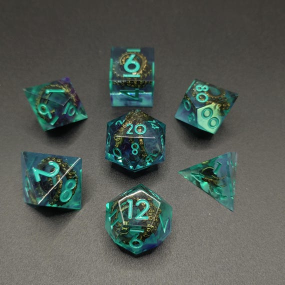 Octopus Tentacle Resin Dice Set, Kraken Polyhedral Dice for DND, TTRPG Role Playing Game Dice, D&D Dice Set, D20 Dice for Game Lovers