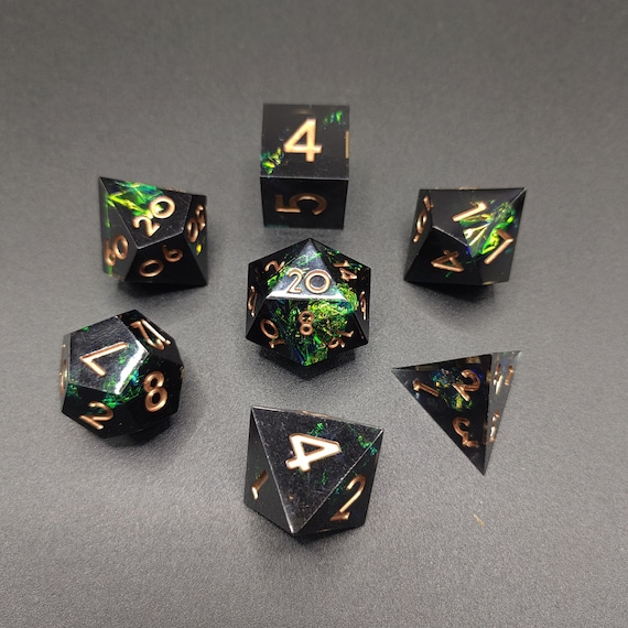 Shadow Grove Dice Set, Dark Forest Resin Dice for DnD RPG, Arcane Nature Polyhedral Dice, Sharp Edge TTRPG Dice Gift