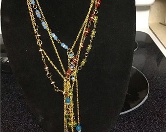 Gold chain with crystal necklace,   4 colors available