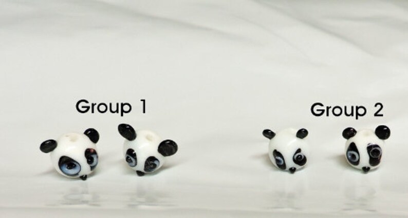 Panda Face Animal Beads Panda Face Animal Beads OR Take All 4 Panda Faces Your choice of Group 1 or Group 2 .. Glass Bead ..