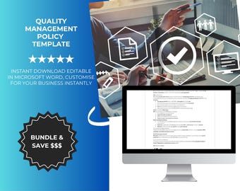 ISO 9001 Quality Management Policy Template: Editable Word Doc (Digital Download