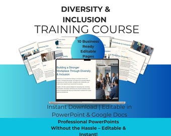 Curso de capacitación sobre diversidad e inclusión / Guía de igualdad laboral / Cumplimiento de RR. HH. y colaboración en equipo / Plantilla de PowerPoint