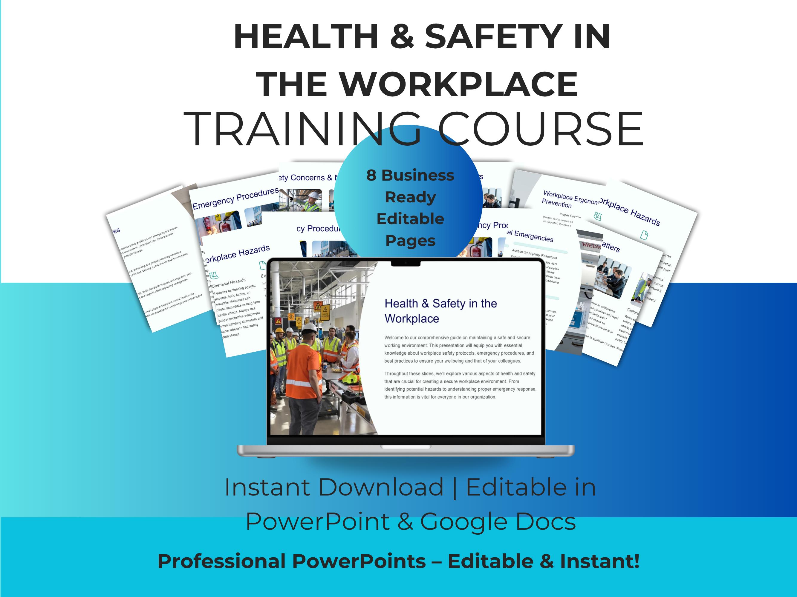 Curso de capacitación en seguridad y salud en el trabajo / Capacitación en seguridad para empleados / Guía de procedimientos de emergencia en la oficina / Plantilla de PowerPoint