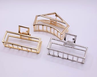 Gold Metal Hair Claw Clip, Geometric Hair Accessory for Women, Stylish Metal Hair Clip, Gift for Her.