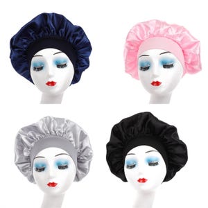 Satin Hair Bonnet for Sleeping, Adjustable Silky Sleep Cap for Curly, Natural, Braided Hair, Soft Lightweight Night Bonnet for Frizz Control