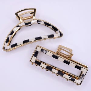 Große Metall Haarkralle, starker Halt Haarschmuck für Frauen & Mädchen, stilvolle Kieferclips für dickes oder dünnes Haar, klassischer Schwarz-Weiß-Druck