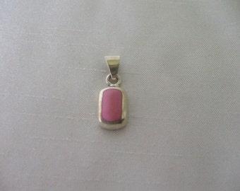 Sterling Pendant With Pink Enamel,  Silver, Vintage, Stamped 925 Mexico, gifts,