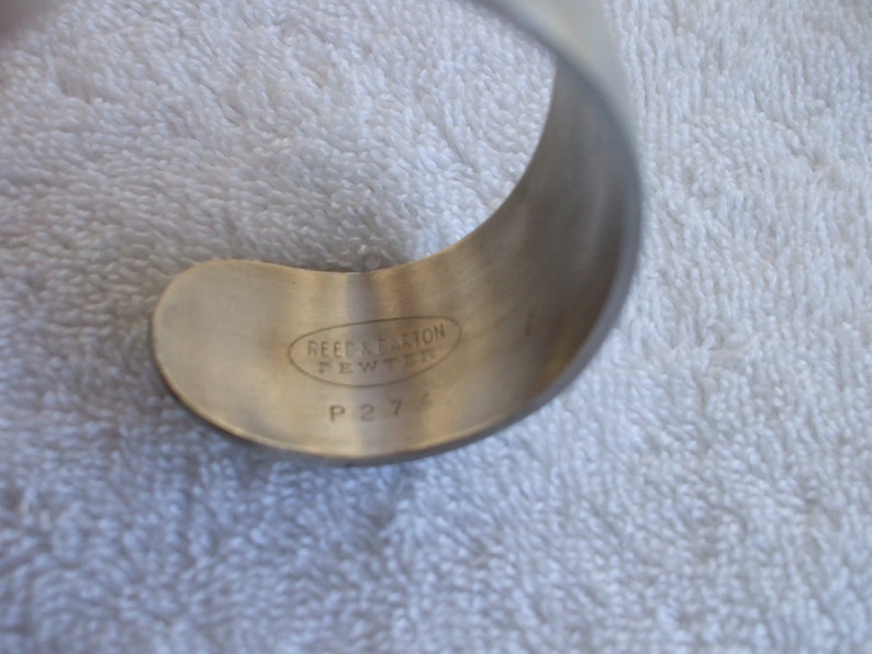 Reed and Barton Pewter Cuff Bracelet, Engraved P L A, Signed, image 4