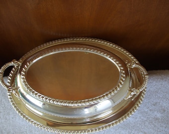 Silver Plate Covered Serving Dish by Cresent Silver Co. .  Oval,