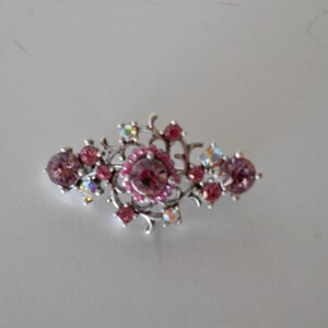 Pink and Clear Rhinestones Brooch or Pendant, vintage, Gifts for her, Pin,  Valentines Day,  #4331