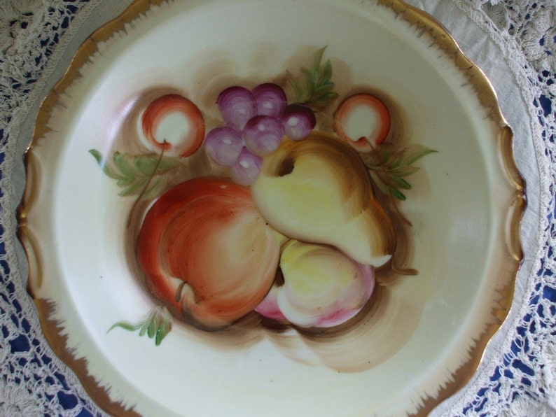 Rubens Pitcher/Basin Porcelain Hand Painted Fruit, Gold Trim Vintage Gifts Collectibles image 3