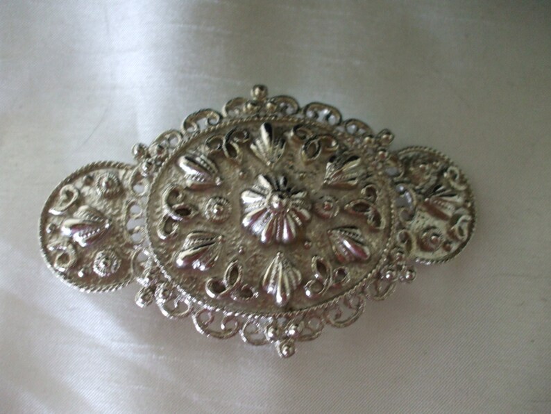 Gifts for her Mimi Di N Signed Silvertone Belt Buckle Vintage Jewelry Wedding 1985