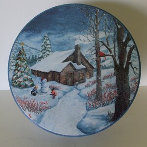 Winter in the Woods Tin Container, Round Small, Canister , Vintage, Gifting image 4