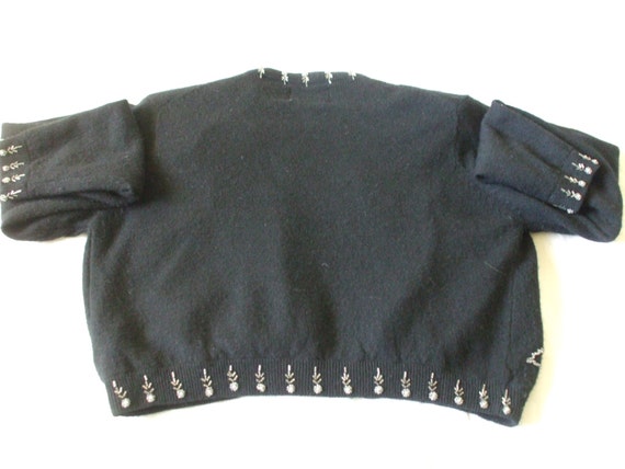 Black 50's Beaded - Sequined Sweater by I DID IT … - image 4