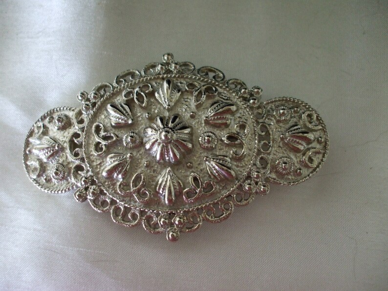 Gifts for her Mimi Di N Signed Silvertone Belt Buckle Vintage Jewelry Wedding 1985
