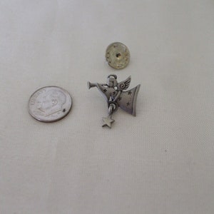 Angel and Star Tack Pin, by J J ,  Vintage , Signed